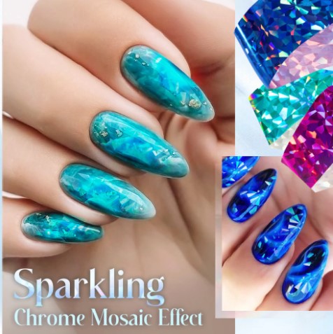 Reflective Mosaic Nail Art Transfer Foils Set of 12