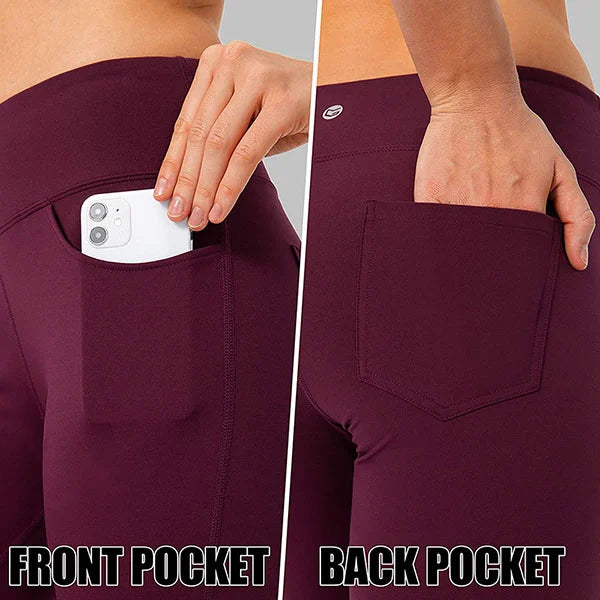 WOMENS HIGH WAIST YOGA PANTS BOOTCUT FLARE LEG