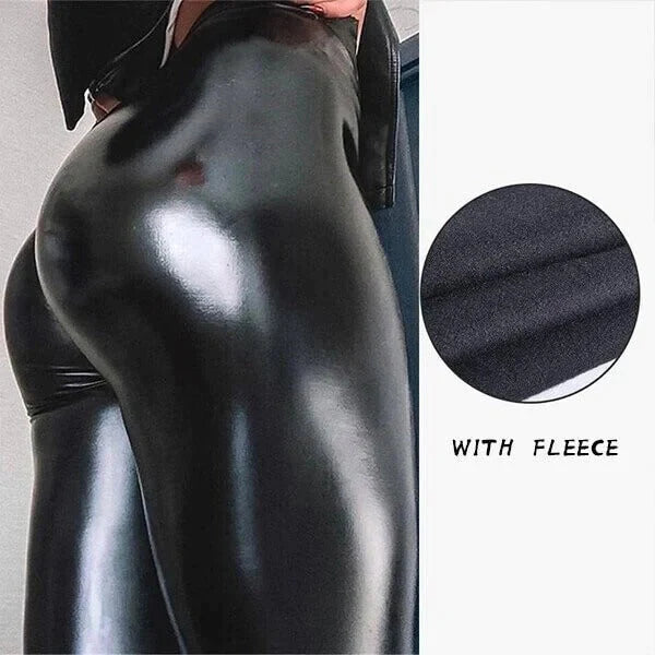 2022 S Shaped Pu Leather Leggings