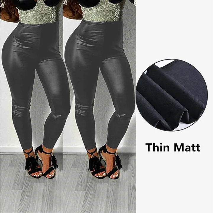 2022 S Shaped Pu Leather Leggings