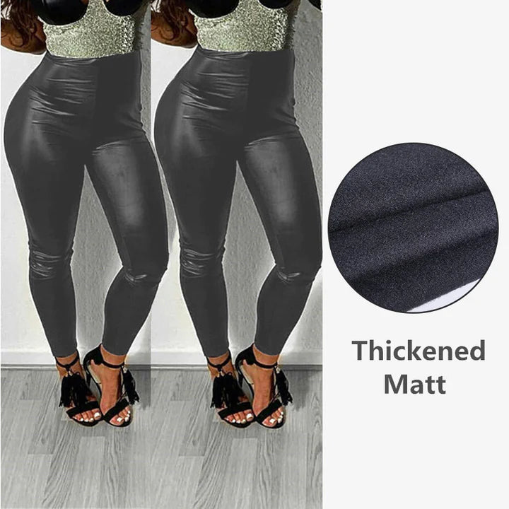 2022 S Shaped Pu Leather Leggings