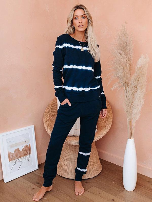 Stripe Long Sleeve Pocket Sweatsuit Longewear