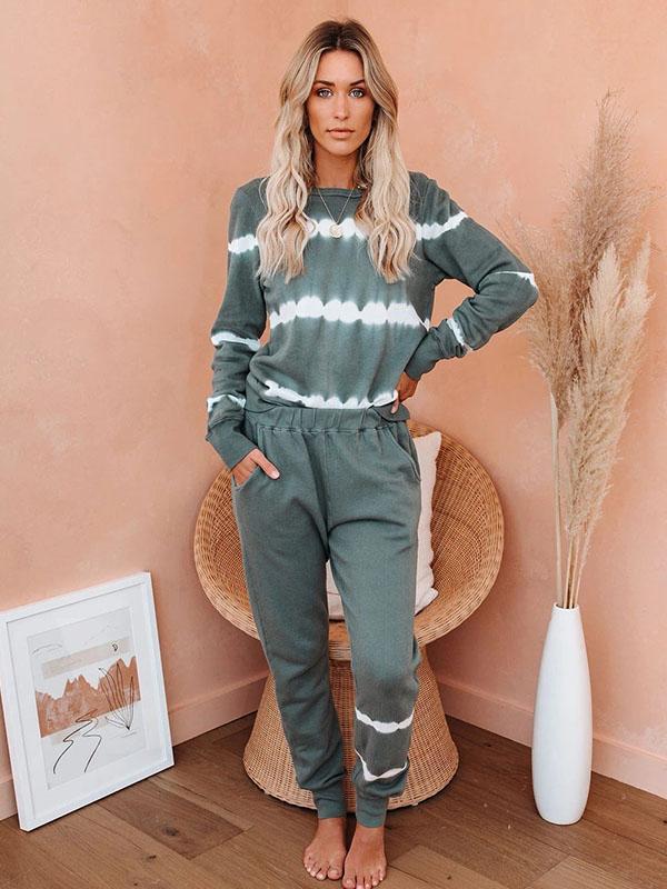 Stripe Long Sleeve Pocket Sweatsuit Longewear
