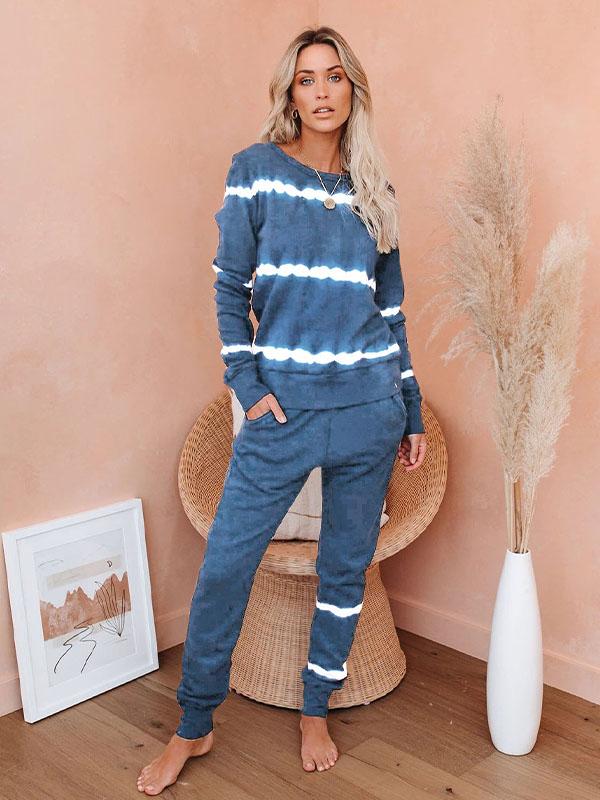 Stripe Long Sleeve Pocket Sweatsuit Longewear