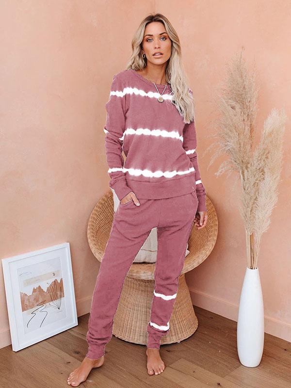 Stripe Long Sleeve Pocket Sweatsuit Longewear