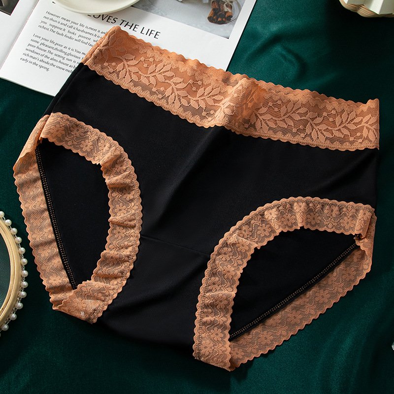 Plus Size High Waist Ice Silk Satin Panties