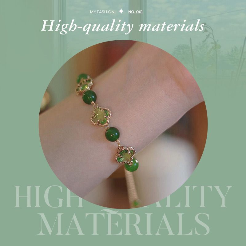 2022 FOUR LEAF CLOVER CHALCEDONY GOOD LUCK BRACELET