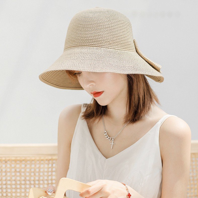 Handmade Foldable Bow Straw Hat
