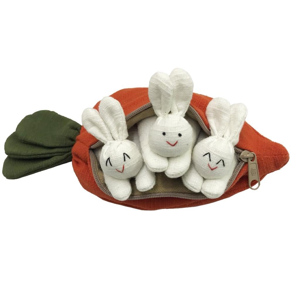 Hide and Seek Bunnies in Carrot Pouch