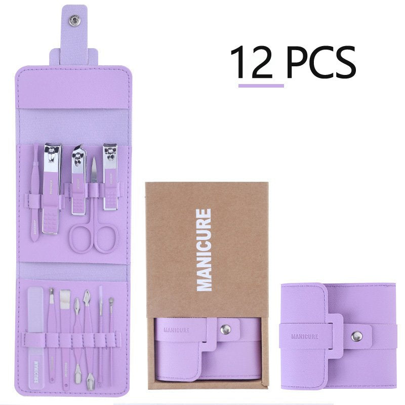 12 16Pcs Set Stainless Steel Nail Clippers Set With Folding Bag