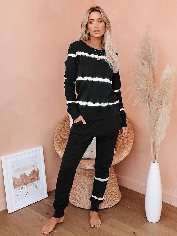 Stripe Long Sleeve Pocket Sweatsuit Longewear