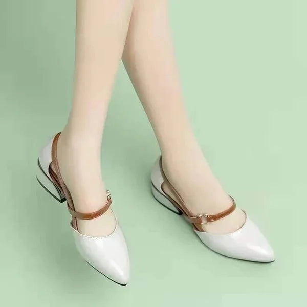 One Word Buckle Fashion Leather Shoes