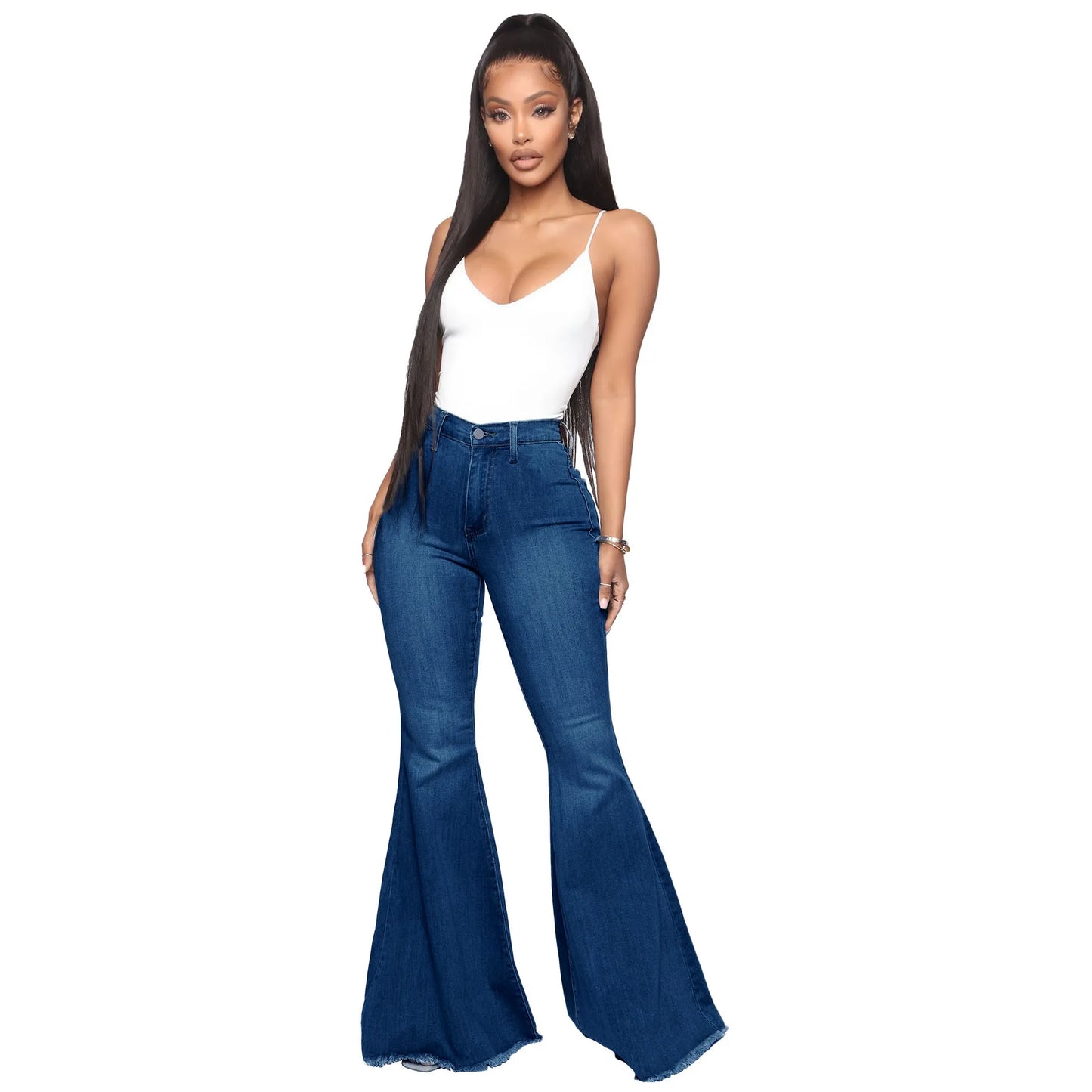 BASICS HIGH-WAISTED HIGH STRETCHY FLARED JEANS