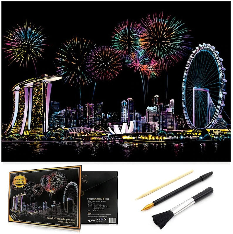 Scratch Off Rainbow Painting  World Famous Tourist Attractions 16 11.2 Inches