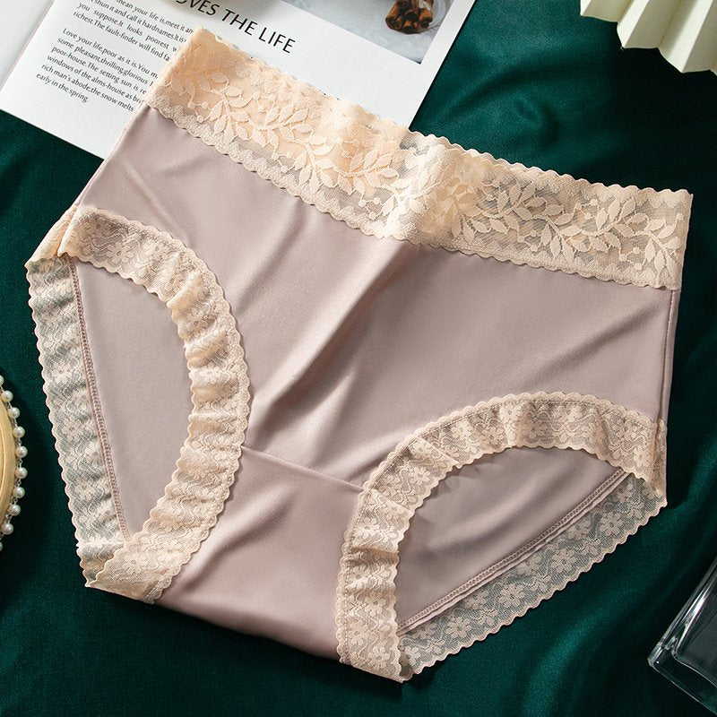 Plus Size High Waist Ice Silk Satin Panties