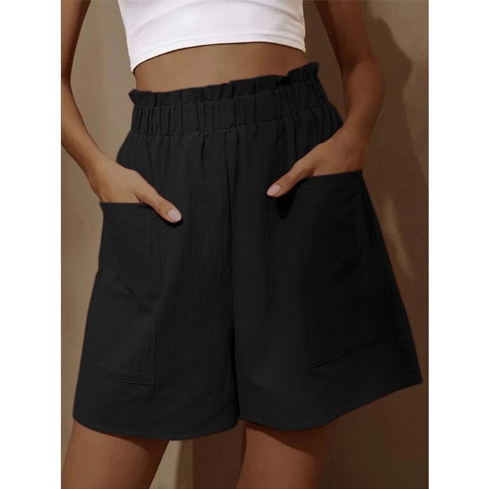 Womens Summer High Waist Wide Leg Casual Shorts