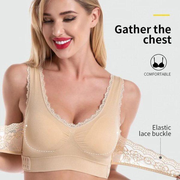 Seamless Lift Bra With Front Cross Side Buckle
