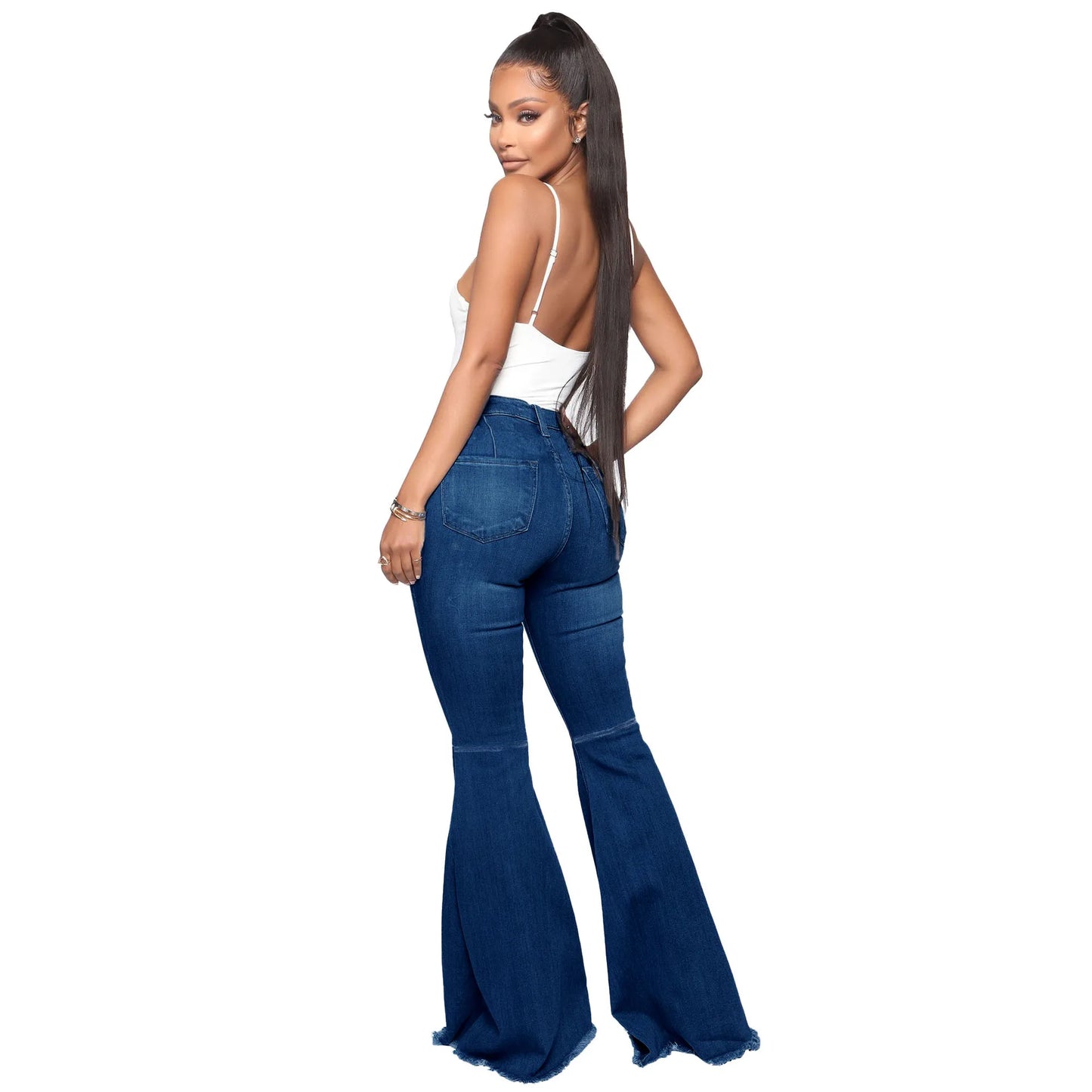 BASICS HIGH-WAISTED HIGH STRETCHY FLARED JEANS
