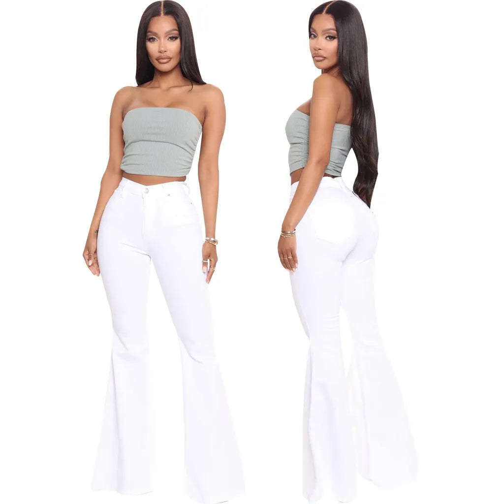 BASICS HIGH-WAISTED HIGH STRETCHY FLARED JEANS