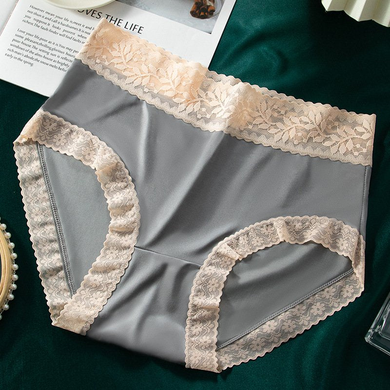 Plus Size High Waist Ice Silk Satin Panties