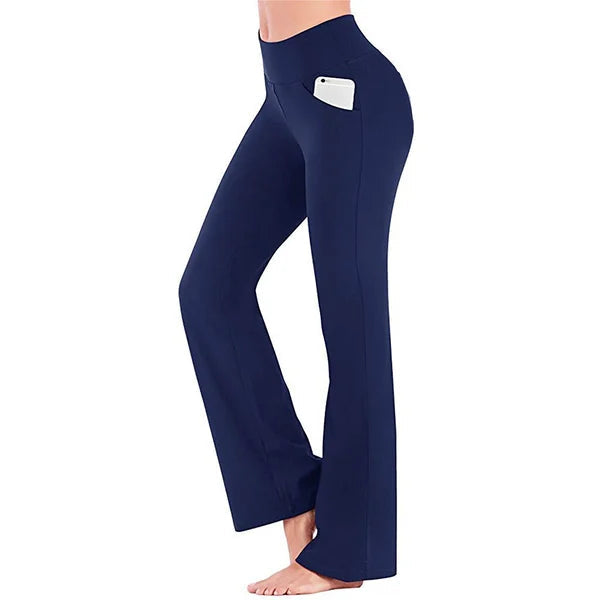 WOMENS HIGH WAIST YOGA PANTS BOOTCUT FLARE LEG