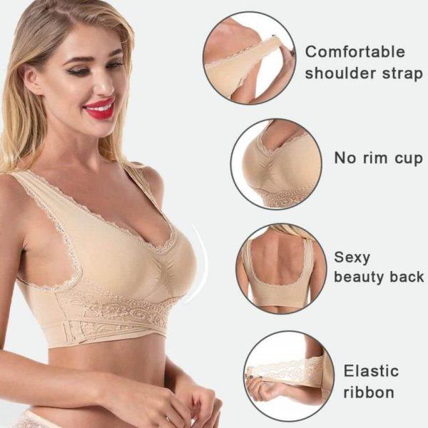 Seamless Lift Bra With Front Cross Side Buckle
