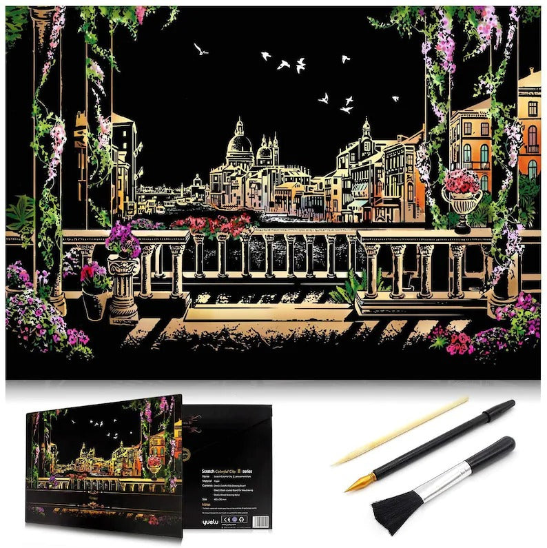 Scratch Off Rainbow Painting  World Famous Tourist Attractions 16 11.2 Inches
