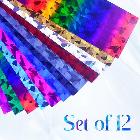 Reflective Mosaic Nail Art Transfer Foils Set of 12