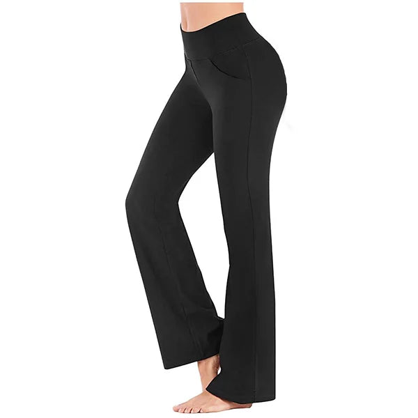 WOMENS HIGH WAIST YOGA PANTS BOOTCUT FLARE LEG