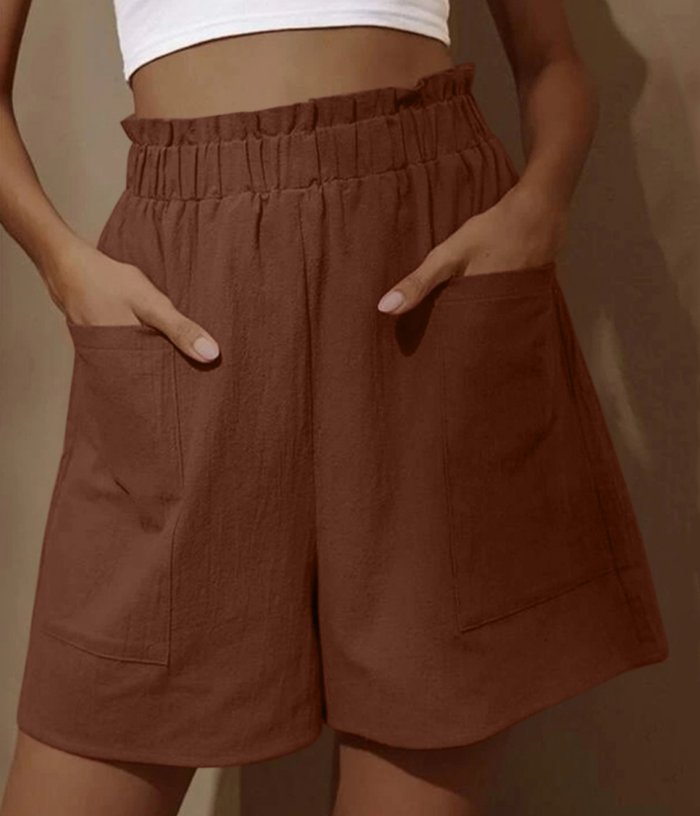 Womens Summer High Waist Wide Leg Casual Shorts