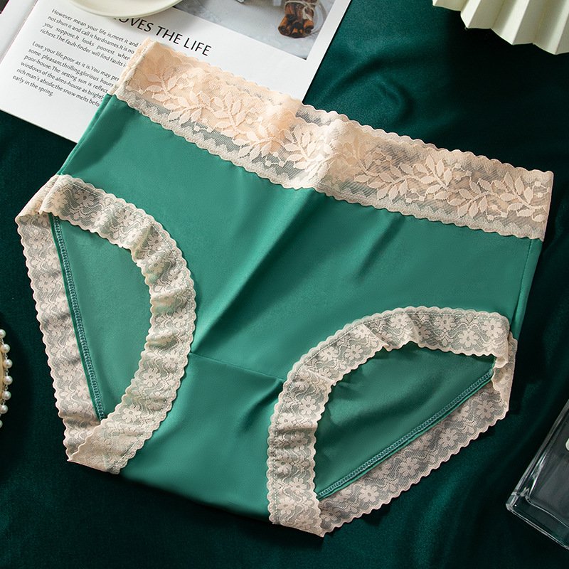 Plus Size High Waist Ice Silk Satin Panties
