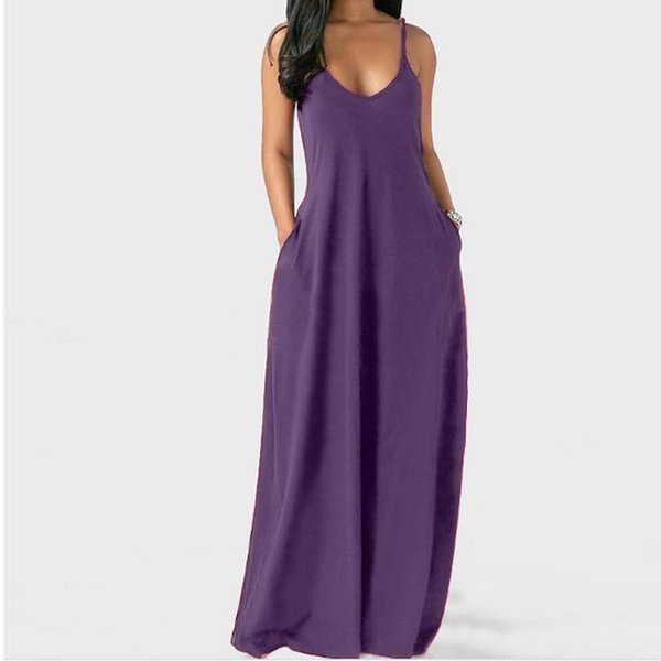 Solid Slant Pocket Dress