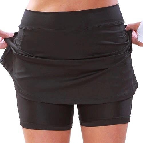 Women s Solid Color Mid waist Athletic Bottoms With Side Pocket 2 In 1 Liner Breathable Quick Dry Plus Size