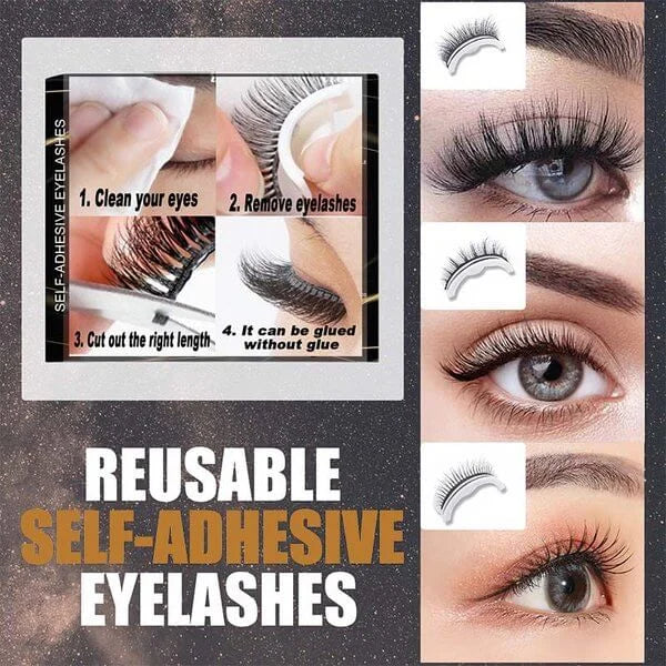 Self adhesive Smooth False Eyelashes (3 pairs)
