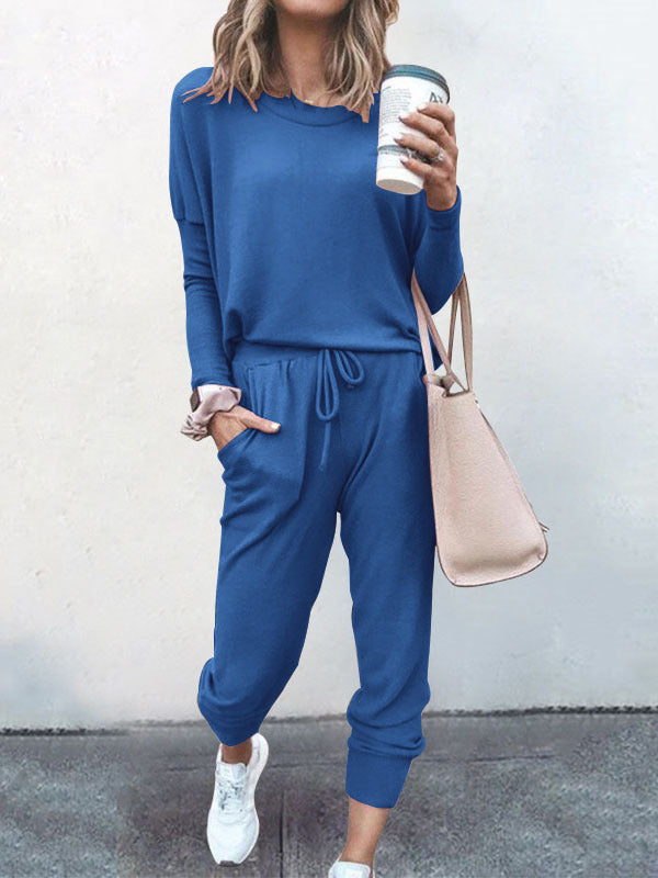 Women s Sweatsuit 2 Piece Set Drawstring Pocket Loose Fit Minimalist Long Sleeve Soft Oversized Comfortable