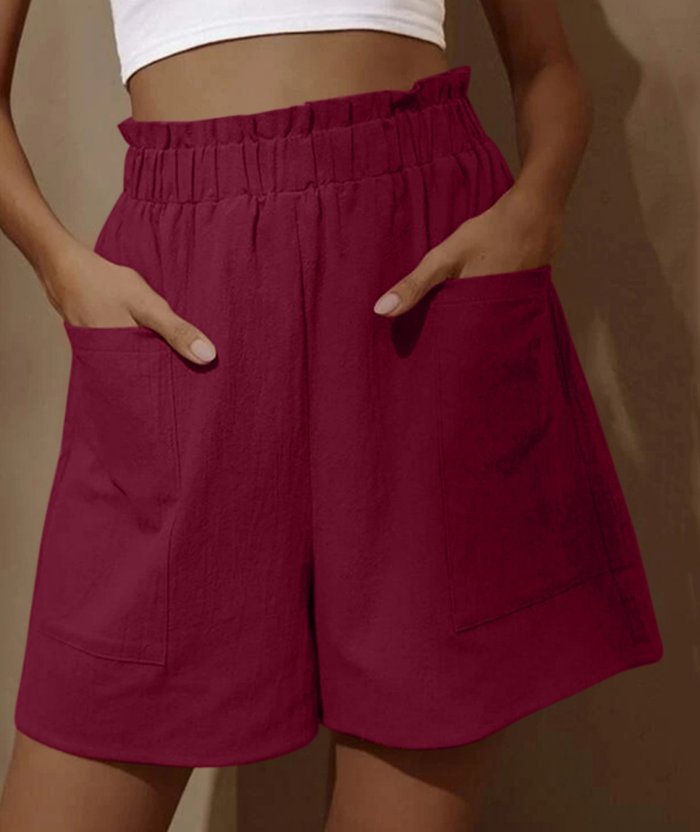 Womens Summer High Waist Wide Leg Casual Shorts