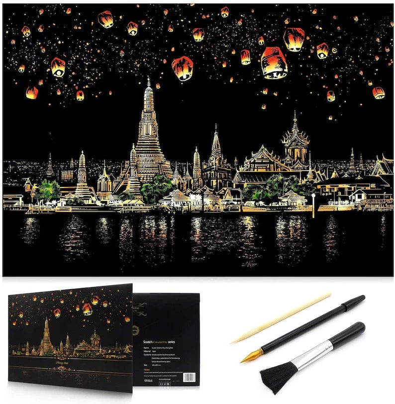 Scratch Off Rainbow Painting  World Famous Tourist Attractions 16 11.2 Inches