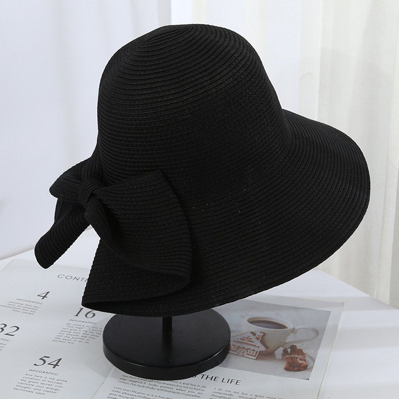 Handmade Foldable Bow Straw Hat