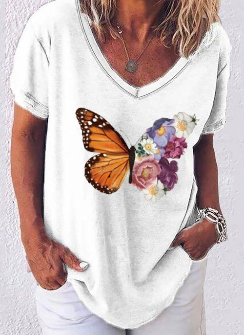TP10273 Animal V Neckline Short Sleeve Casual T shirts