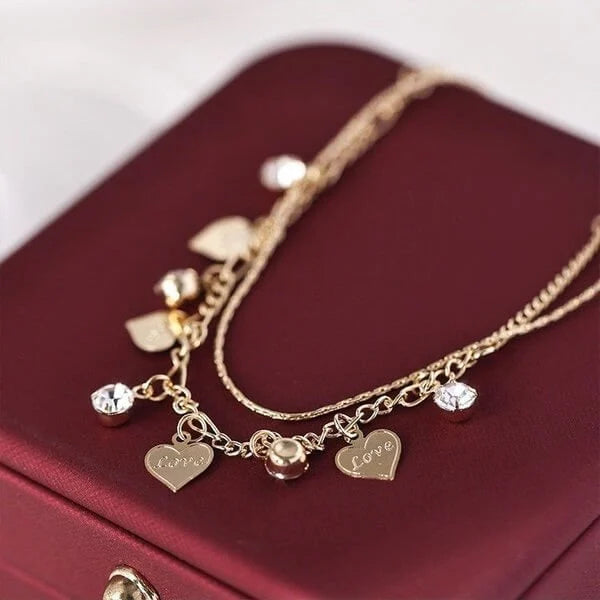 💖Summer Hot Sale🌹Double Layer Heart Anklet