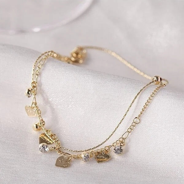 💖Summer Hot Sale🌹Double Layer Heart Anklet