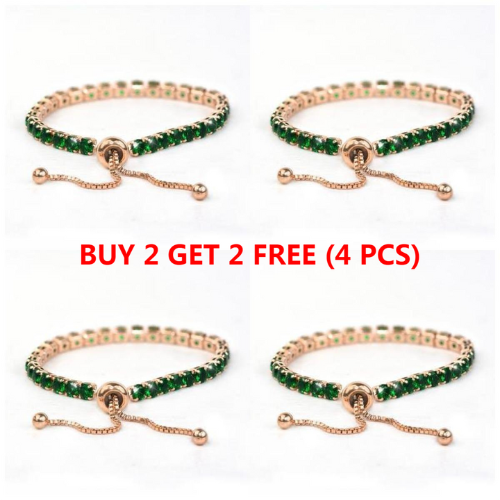 Adjustable Rose Gold Emerald Green Bracelet