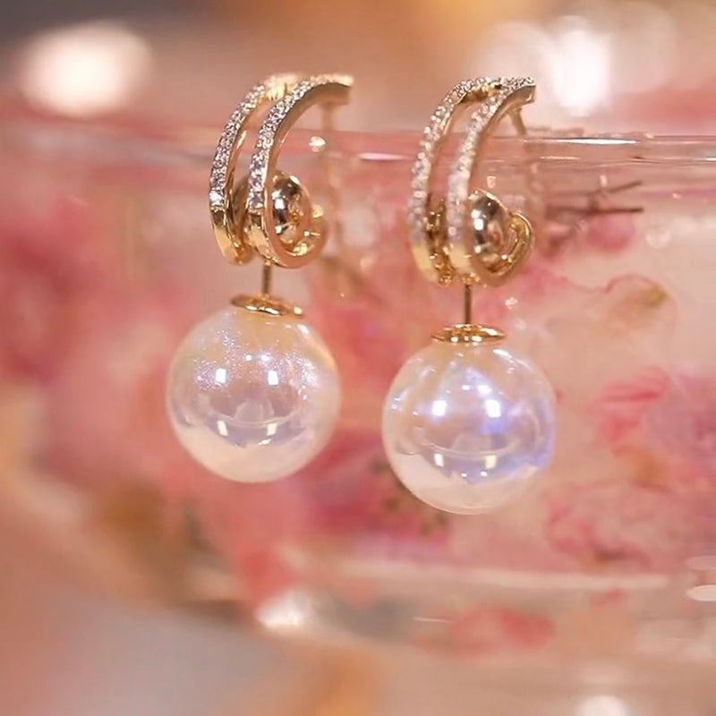 Zircon Micro set Pearl Earrings