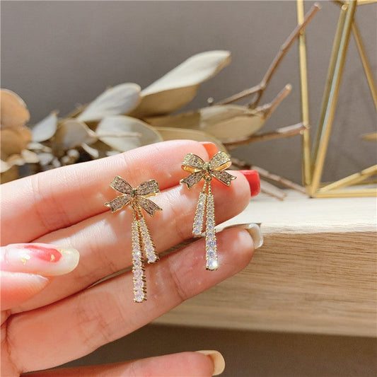 French Bow Full Diamond Earrings