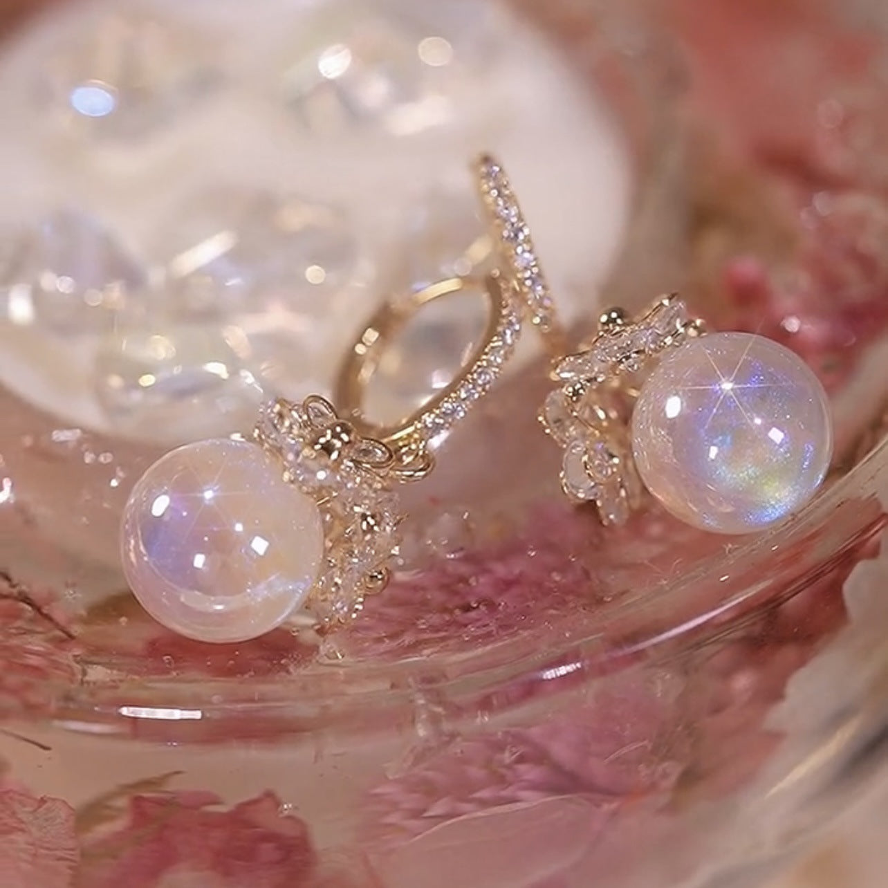 Zircon Micro set Pearl Earrings