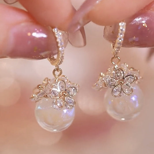 Zircon Micro set Pearl Earrings