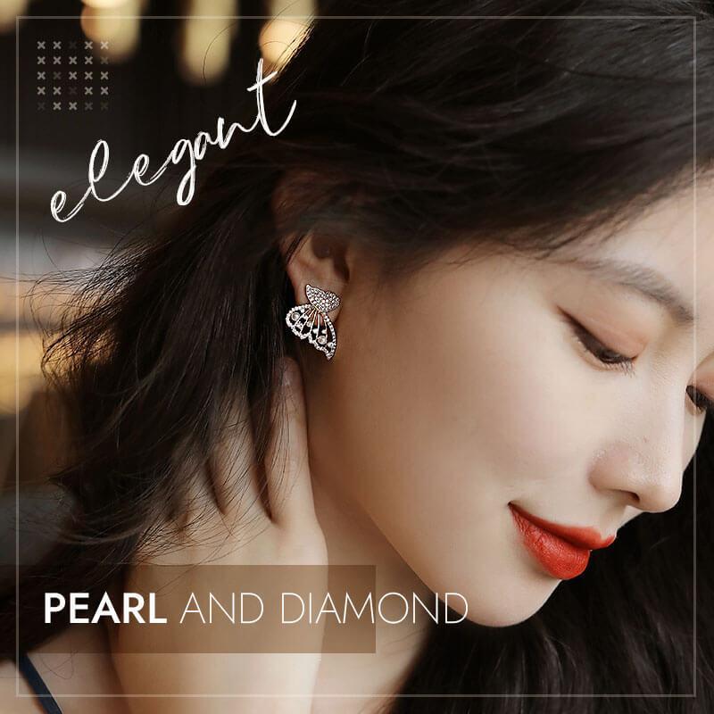 Butterfly Earrings With Pearls And Diamonds