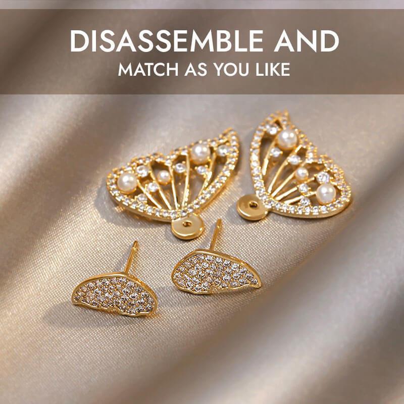 Butterfly Earrings With Pearls And Diamonds
