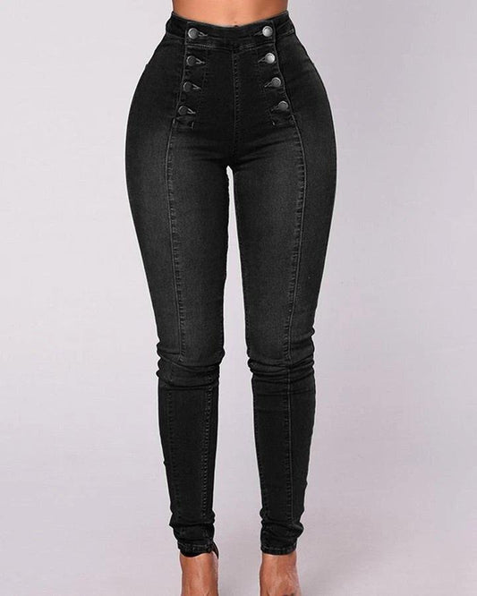 Double Breasted High Waist Skinny Jeans🔥HotSale🔥