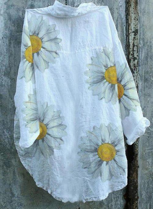 BL10374 Floral Casual Collar Long Sleeve Blouses